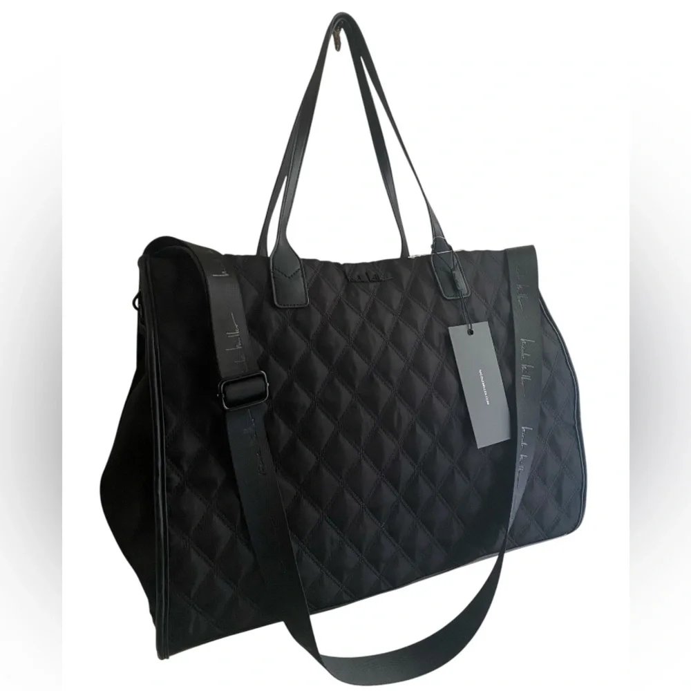 Nicole Miller Black Quilted Tote Bag - Picture 2 of 6